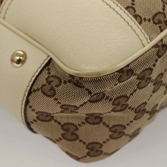 GUCCI GG Canvas Web Sherry Line Pretty Tote Bag Beige Gold 163805 Auth BA4357 - Picture 5 of 16
